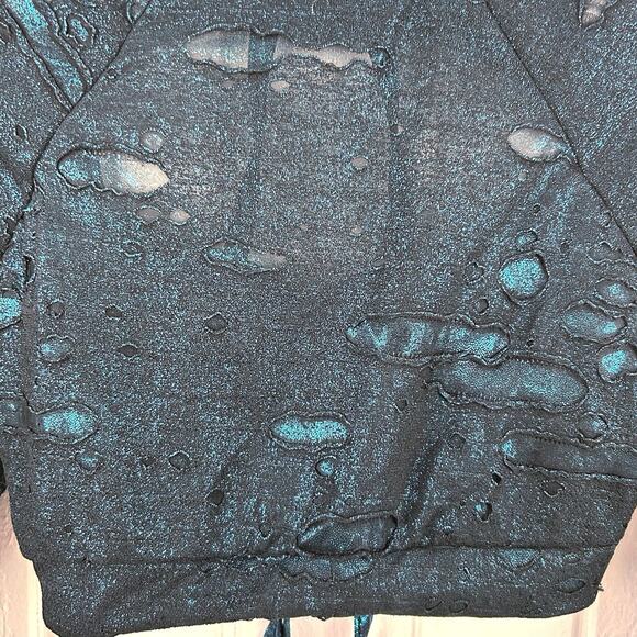 Kelle Women Dance Rave Costume Cyberpunk Long Sleeve Cropped Top Blue Medium - Picture 6 of 7